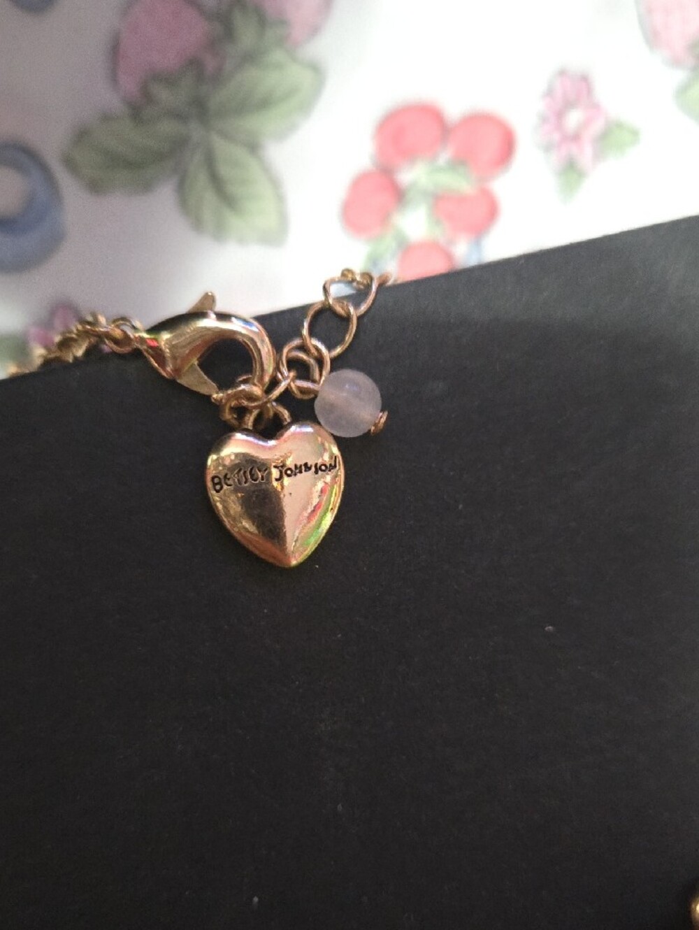 Betsey Johnson Gold-Tone Red and Turquoise Crystal Charm Bracelet - Picture 6 of 6